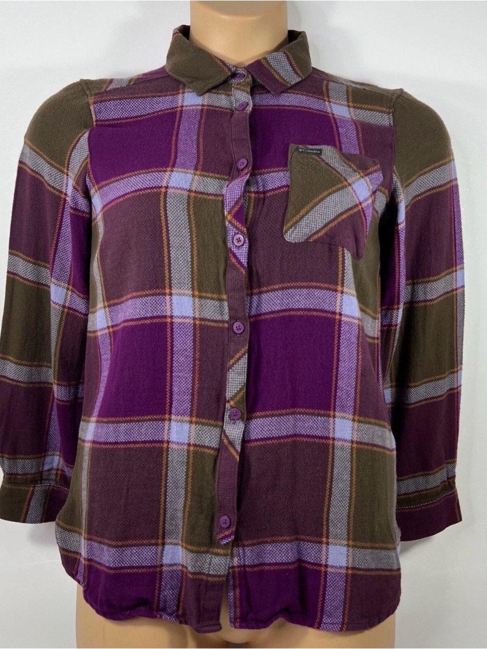 Columbia Purple Plaid Button-Up Women’s Shirt